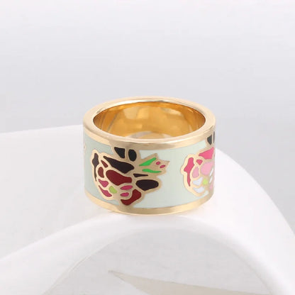 TRENDZ Enamel Flowers Rings