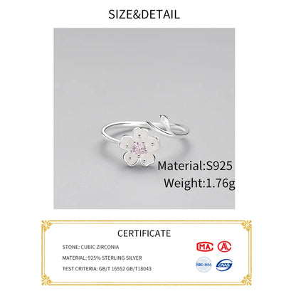 TRENDZ Real 925 Sterling Silver Zircon Enamel Flower