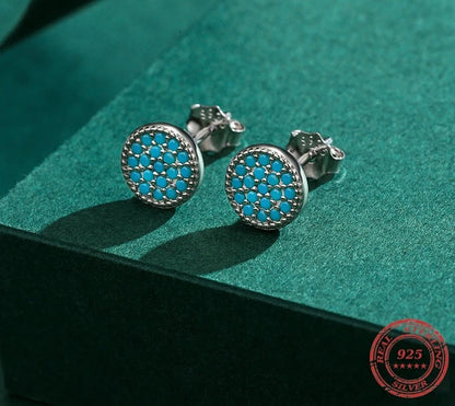 TRENDZ Turquoise Ear Studs 925 Sterling Silver