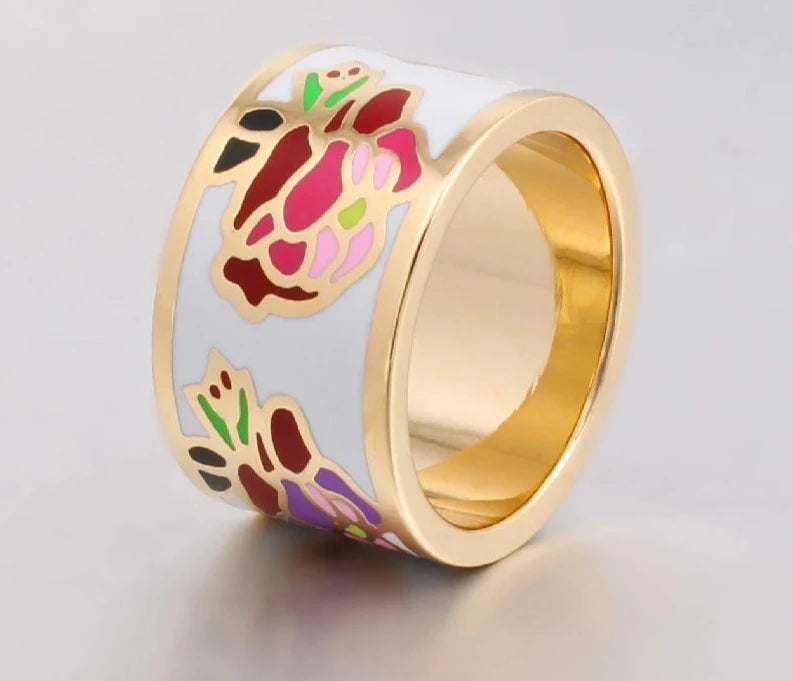 TRENDZ Enamel Flowers Rings