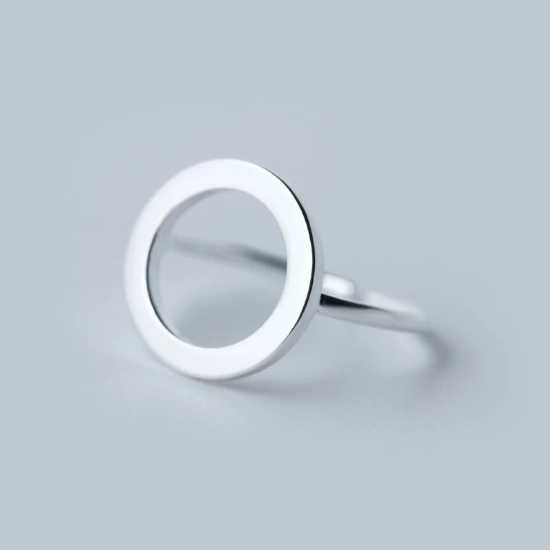 TRENDZ Round Minimalist Sterling Silver 925 Ring