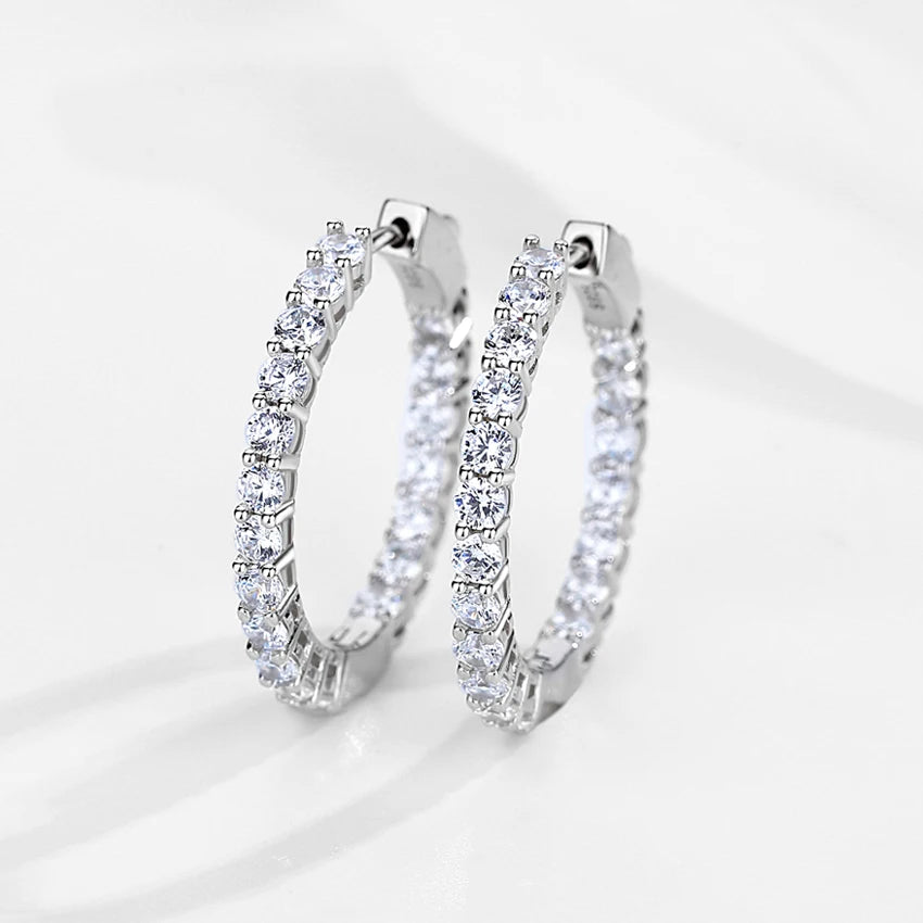 TRENDZ 925 Sterling Silver Shiny CZ Earrings