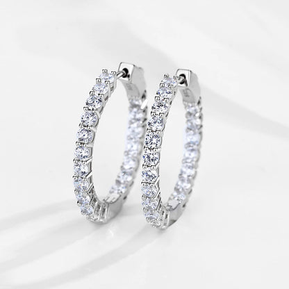 TRENDZ 925 Sterling Silver Shiny CZ Earrings