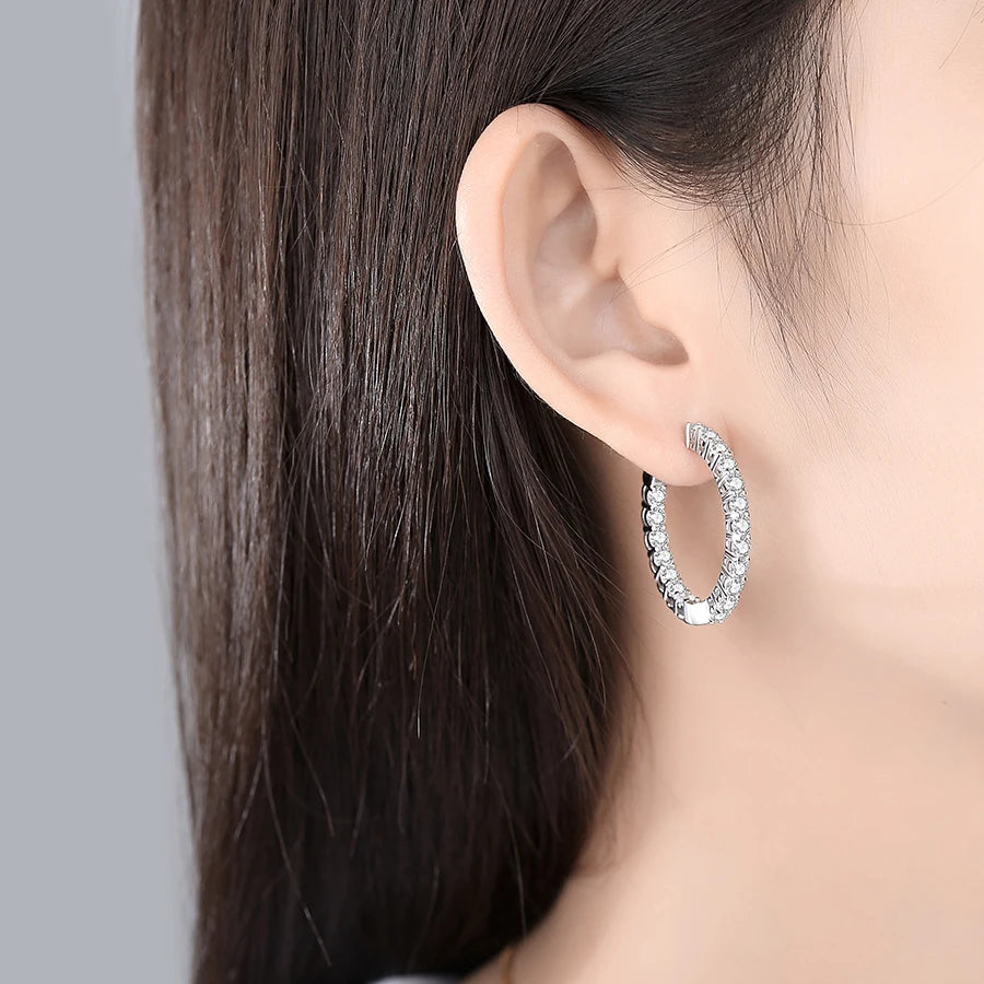 TRENDZ 925 Sterling Silver Shiny CZ Earrings