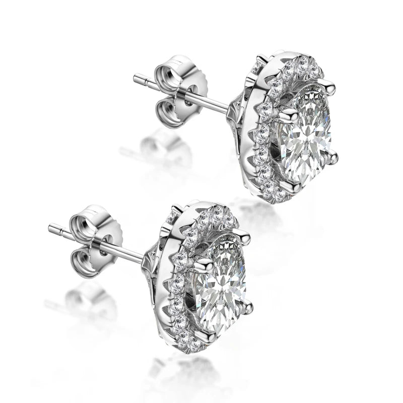 TRENDZ Moissanite 3 Ct White Gold Plated Earrings