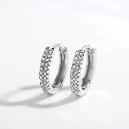 TRENDZ 925 Sterling Silver White Gold Hoop Earrings