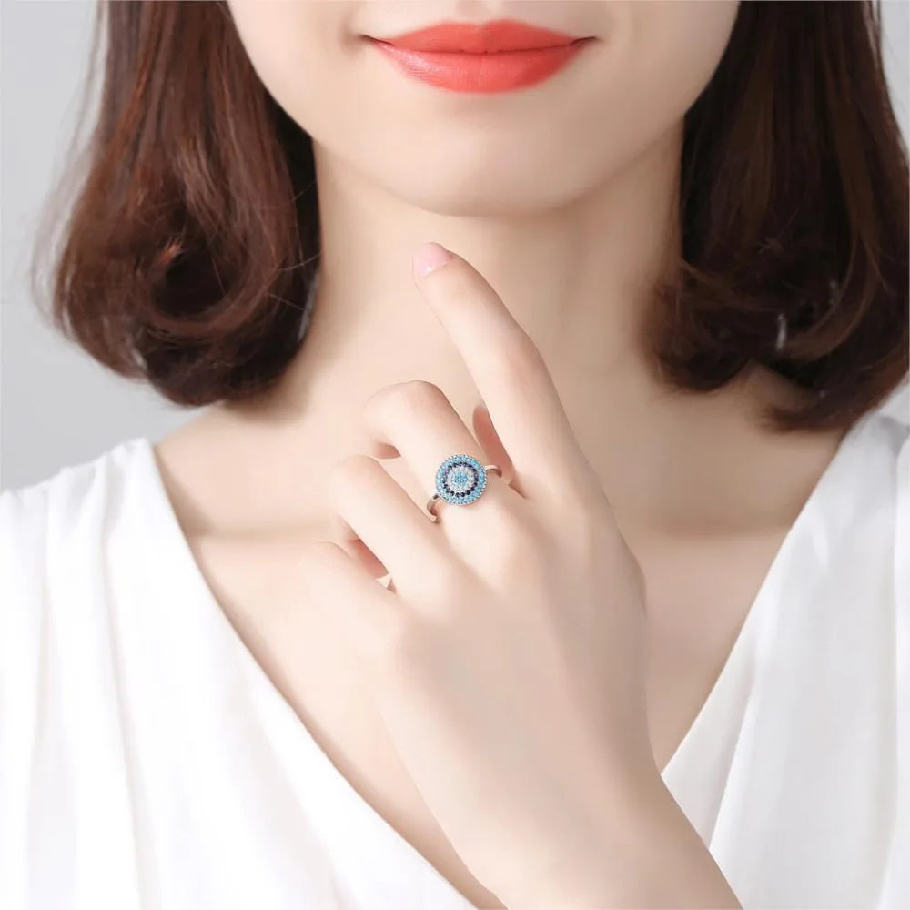 TRENDZ Blue Stone Evil Eye Ring