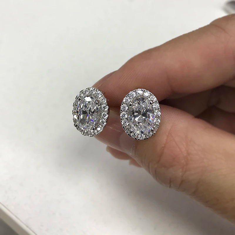 TRENDZ Moissanite 3 Ct White Gold Plated Earrings