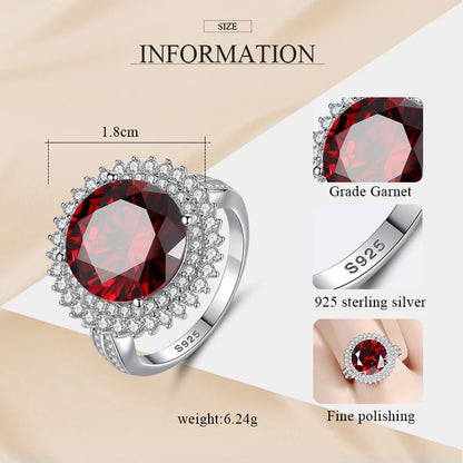 TRENDZ 925 Sterling Silver Red Garnet Ring