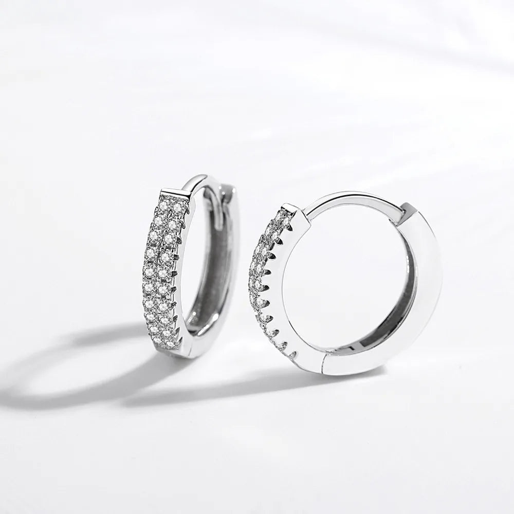 TRENDZ 925 Sterling Silver White Gold Hoop Earrings