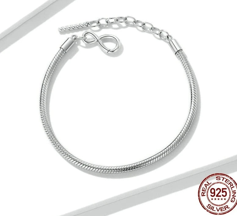 TRENDZ 925 Sterling Silver Simple Infinity Bracelet