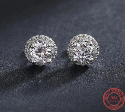 TRENDZ 925 Sterling Silver Zirconia Stud Earrings