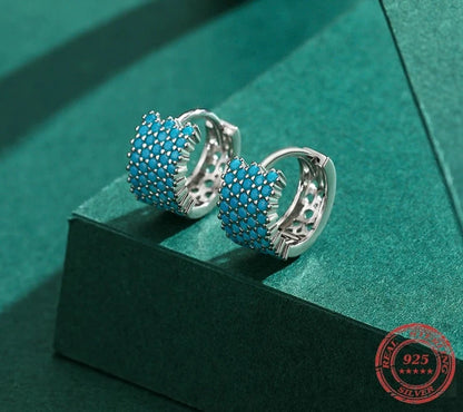 TRENDZ Real 925 Sterling Silver Turquoise Elegant Earring