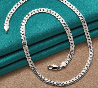 TRENDZ 925 Sterling Silver 6mm Side Chain Necklace