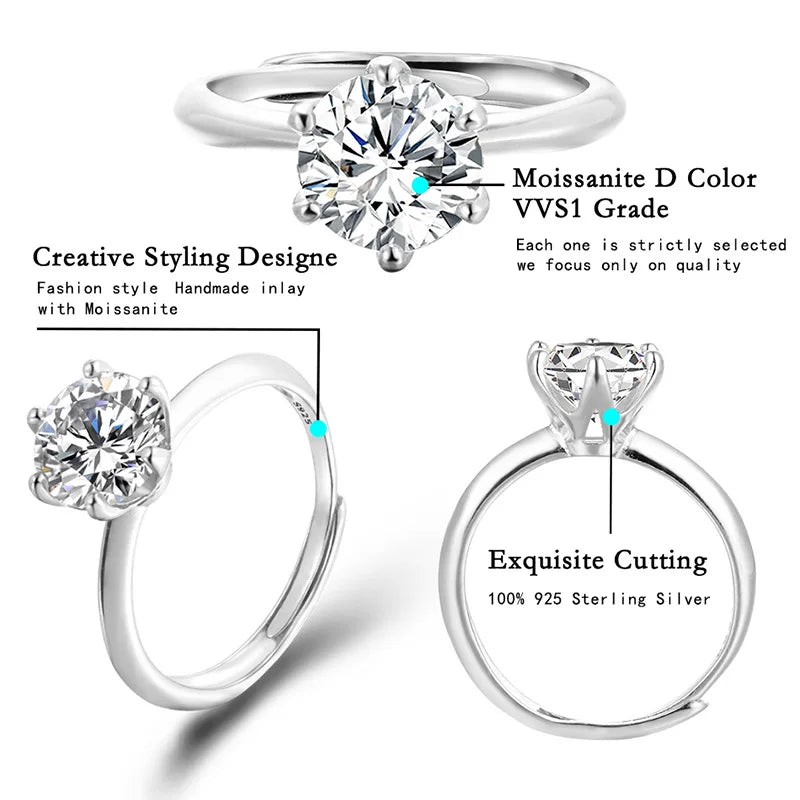 TRENDZ 0.5-3ct D Color Moissanite Ring