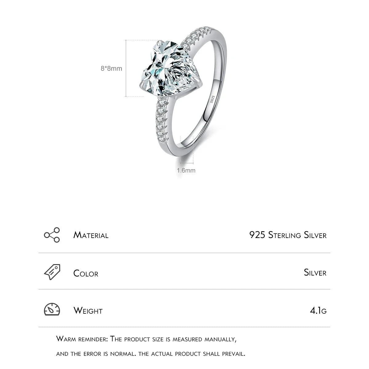 TRENDZ 925 Sterling Silver Romantic Ring