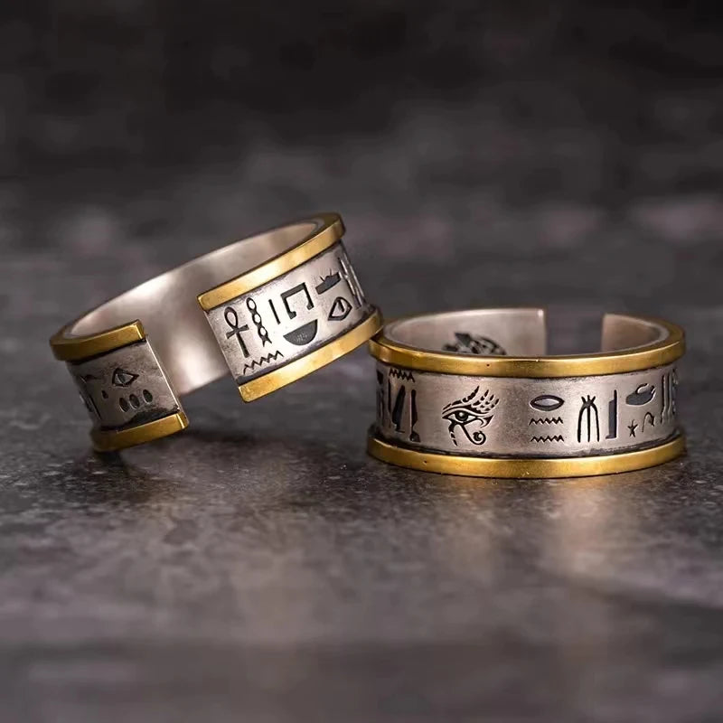 TRENDZ Ancient Egypt Eye of Horus Open Ring Collection