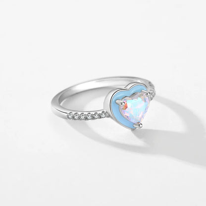 TRENDZ 925 Sterling Silver Sky Blue Enamel Ring