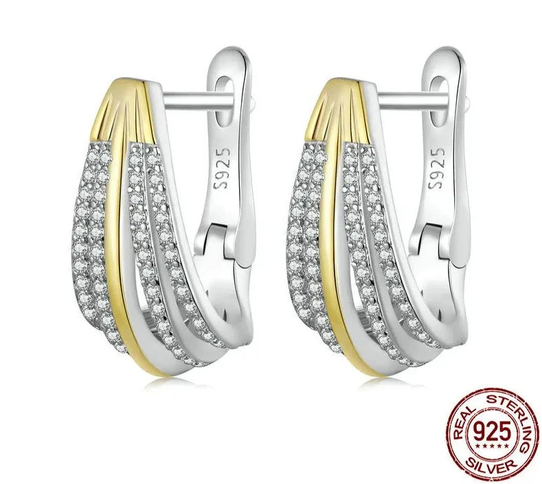 TRENDZ Sparkling Two-tone Ear Buckles