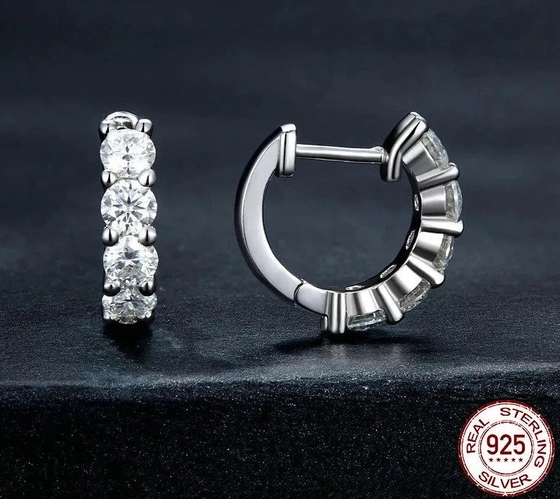 TRENDZ Platinum Plated Moissanite Hoop Earrings