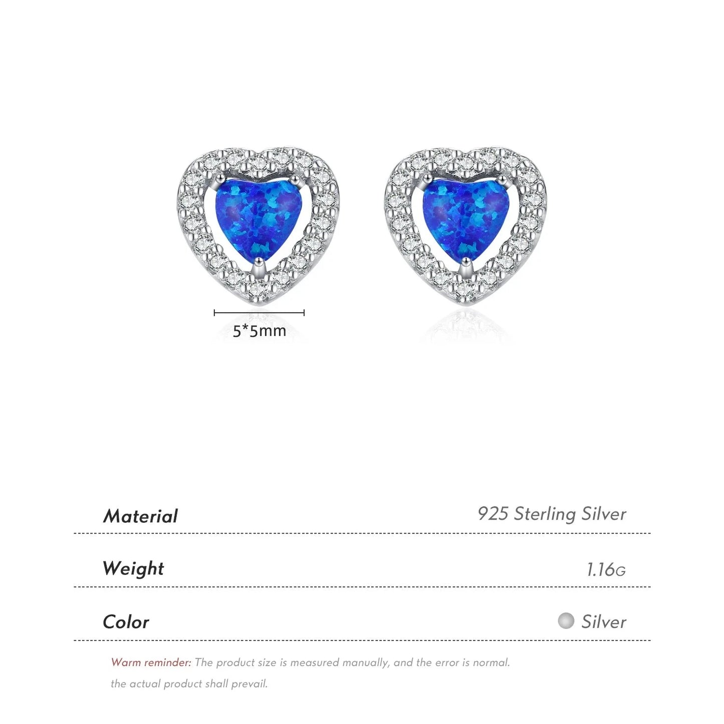 TRENDZ 925 Sterling Silver Sparkling Blue Opal Earrings