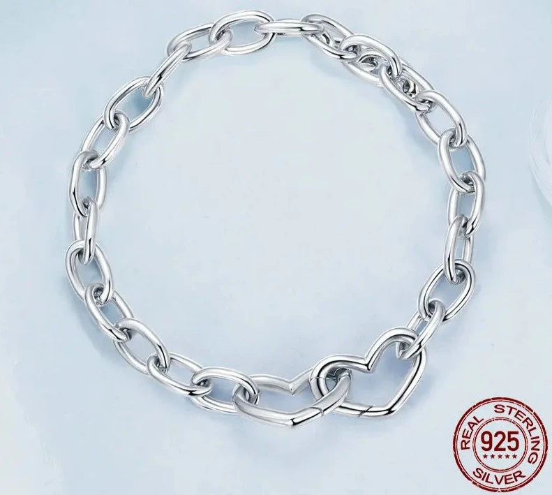 TRENDZ 925 Sterling Silver Double Hearts Bracelet