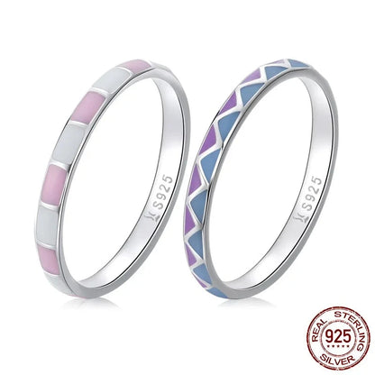 TRENDZ 925 Sterling Silver Check Ring