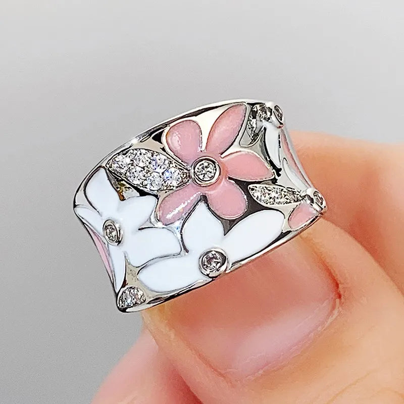 TRENDZ Enamel Flower Ring