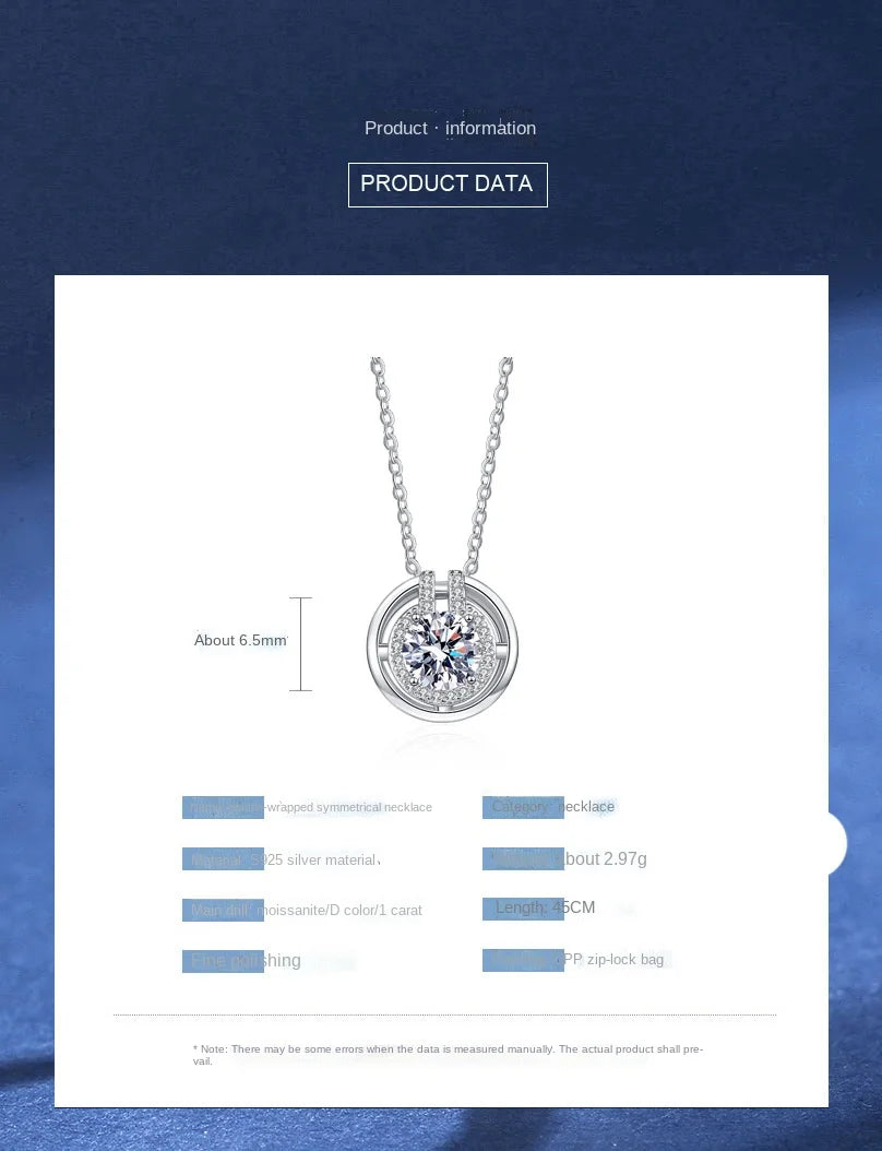 TRENDZ Round 1CT Lab Diamond Moissanite Pendant