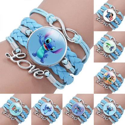 TRENDZ Stitch Leather Blue Braided Bracelet