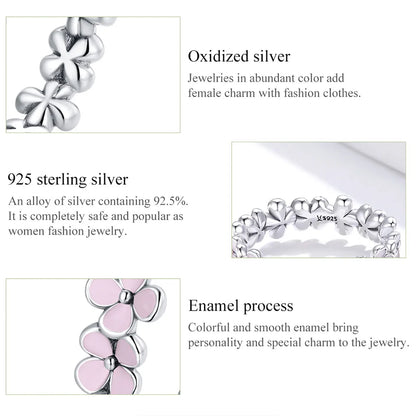 TRENDZ S925 Sterling Silver Pink Wreath Ring