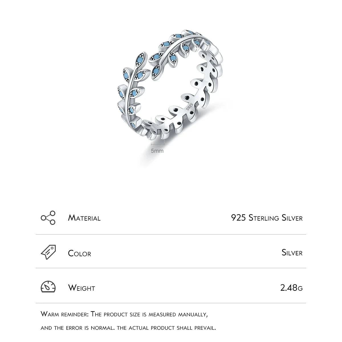 TRENDZ 925 Sterling Silver Lucky Leaf Ring