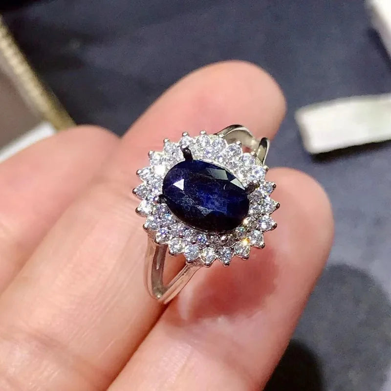 TRENDZ Natural Sapphire Ring 925 Sterling Silver