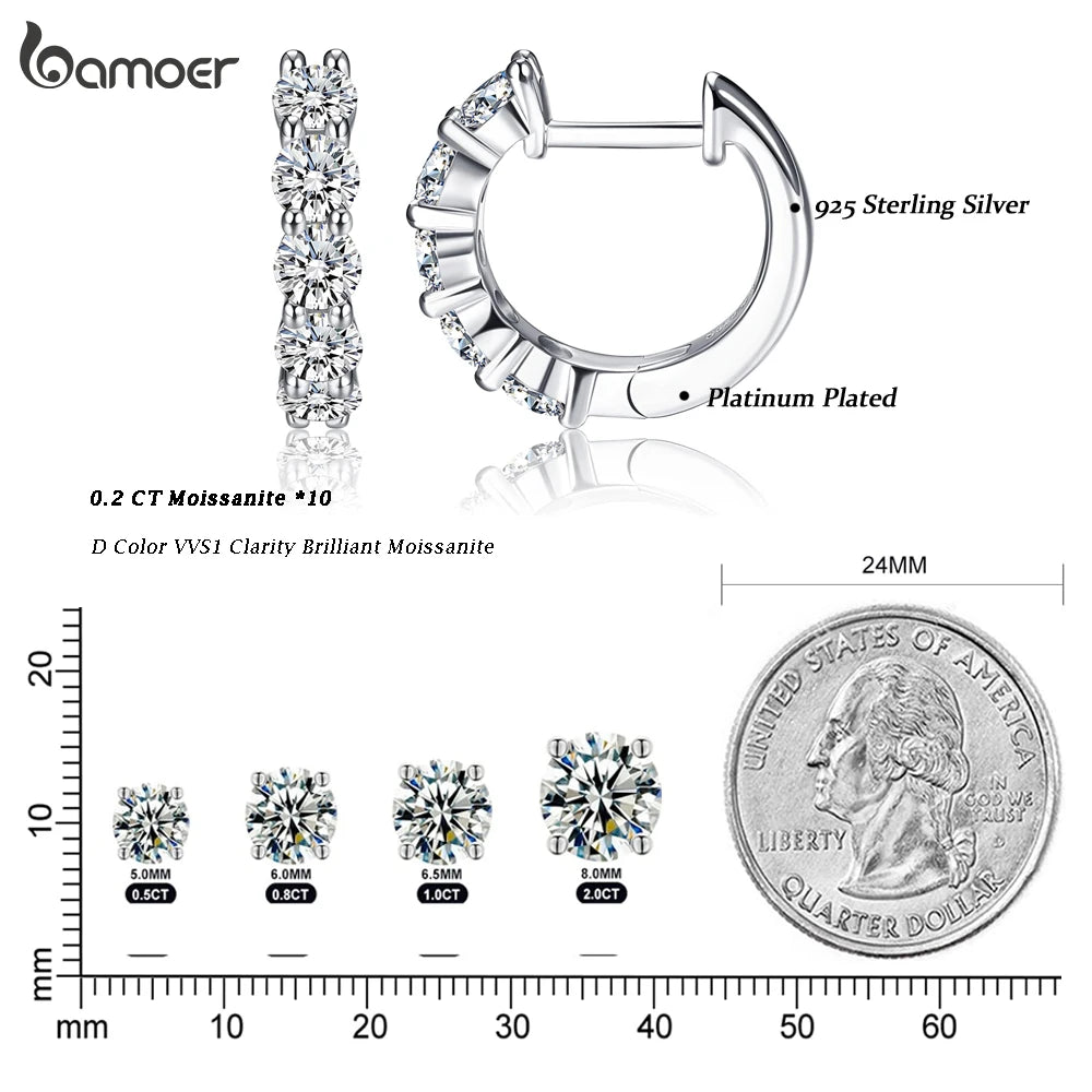 TRENDZ Platinum Plated Moissanite Hoop Earrings