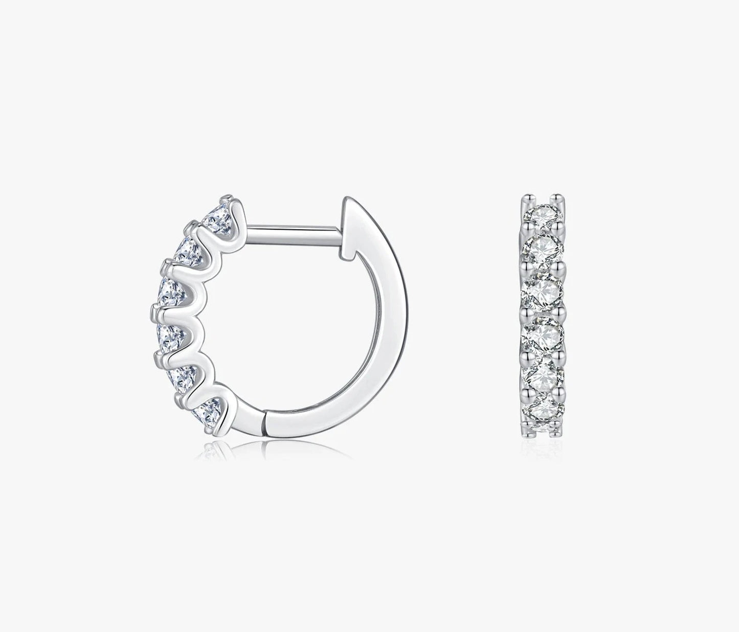 TRENDZ 925 Sterling Silver Delicate VVS1 D Color Moissanite Hoop Earrings