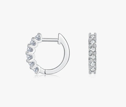 TRENDZ 925 Sterling Silver Delicate VVS1 D Color Moissanite Hoop Earrings