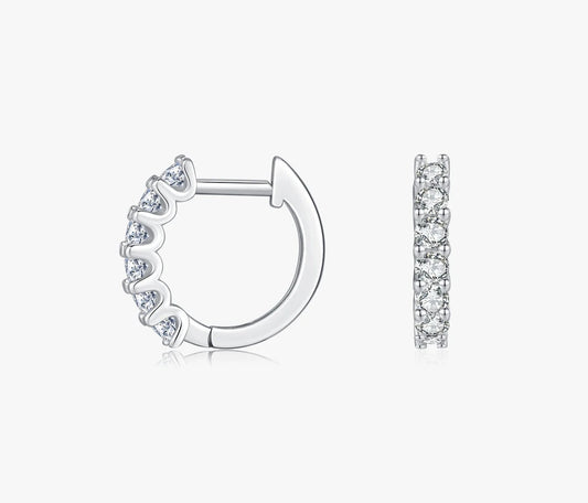 TRENDZ 925 Sterling Silver Delicate VVS1 D Color Moissanite Hoop Earrings