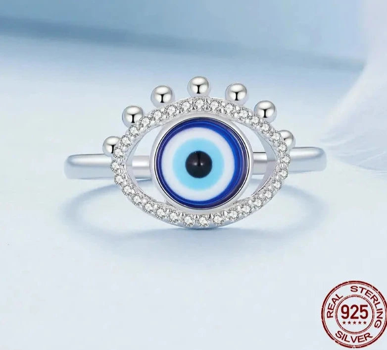 TRENDZ 925 Sterling Silver Guarding Eye Ring