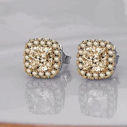 TRENDZ S925 Silver Pin Square Diamond Stud Earrings