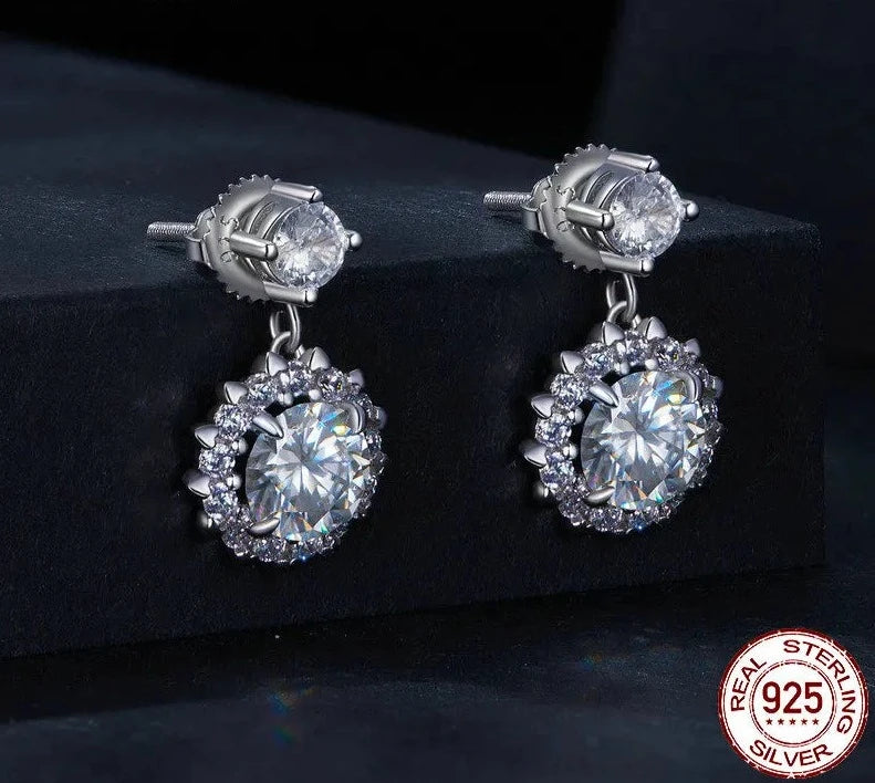 TRENDZ 925 Sterling Silver Sweet Moissanite Stud Earrings