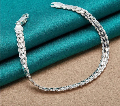 TRENDZ 925 Sterling Silver 6mm Side Chain Necklace