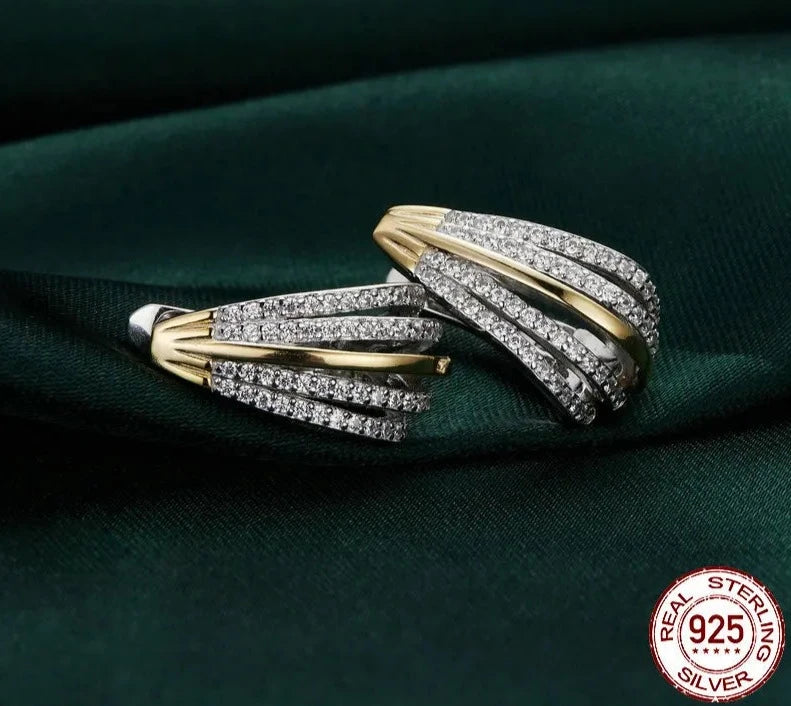 TRENDZ Sparkling Two-tone Ear Buckles