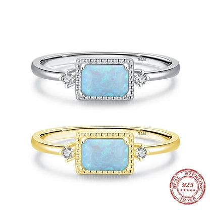 TRENDZ 925 Sterling Silver Natural Opal Rings