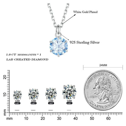 TRENDZ 925 Sterling Silver 1CT Blue Moissanite Pendant