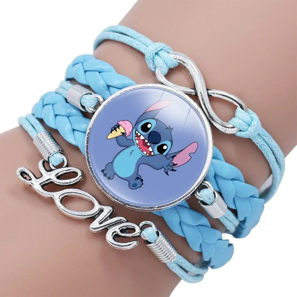 TRENDZ Stitch Leather Blue Braided Bracelet