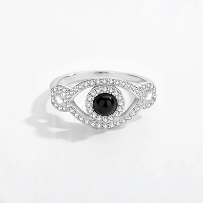 TRENDZ 925 Sterling Silver Black Spinel CZ Ring