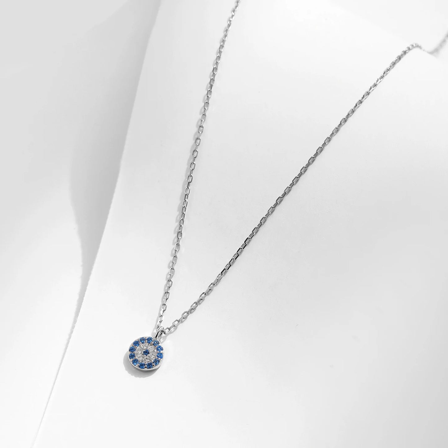 TRENDZ 925 Sterling Silver Blue Eye Necklace