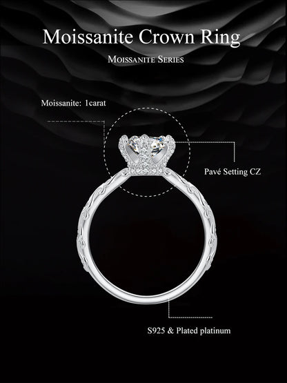 TRENDZ 1.0 CT D Color VVS1 Moissanite Ring