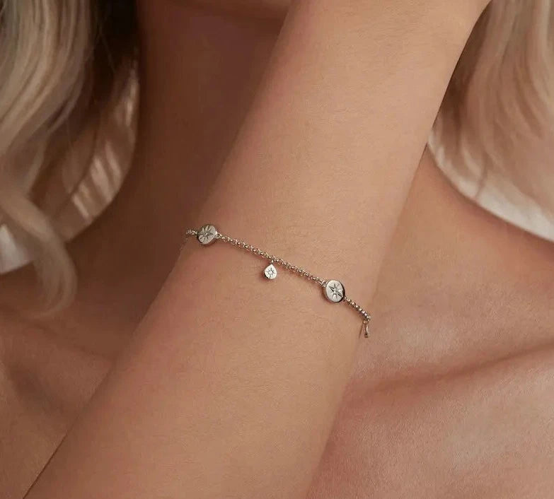 TRENDZ 925 Sterling Silver Dainty Star Bracelet