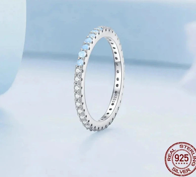 TRENDZ 925 Sterling Silver Blue Ring